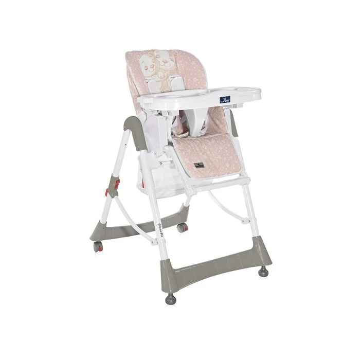 Lorelli hranilica za bebe Gusto satin pink hug - stolica za hranjenje za devojčice